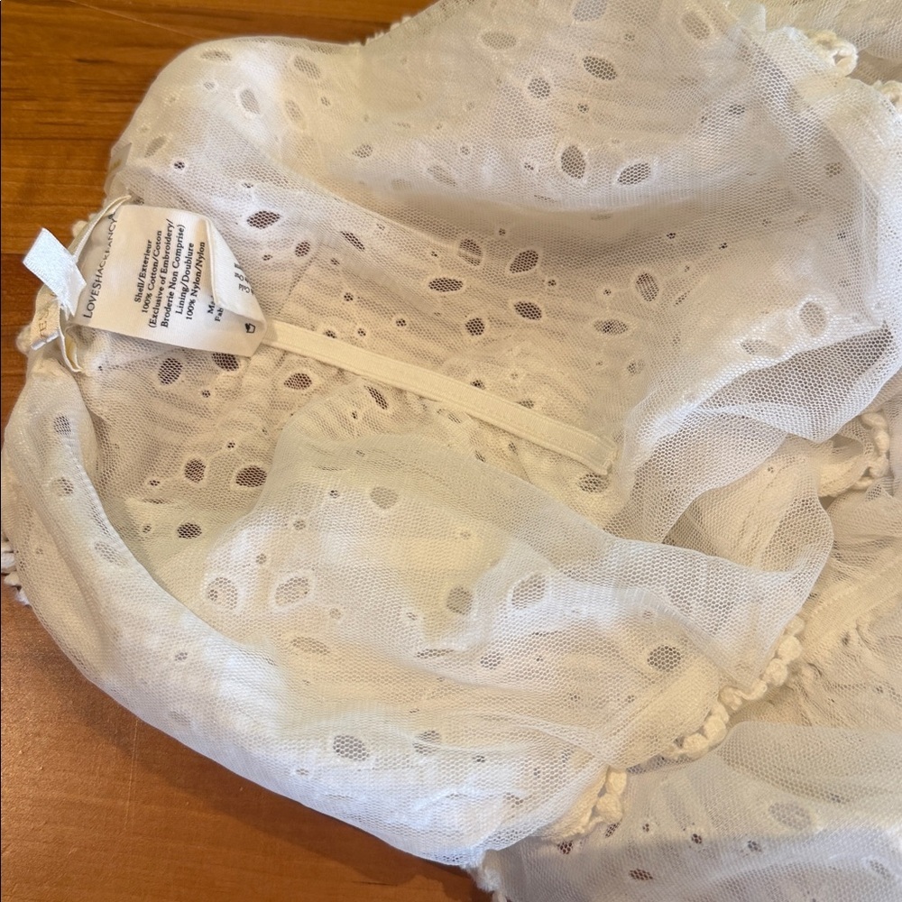 LoveShackFancy Peony White Eyelet Bodysuit NEW size L feminine top body suit - Picture 14 of 14